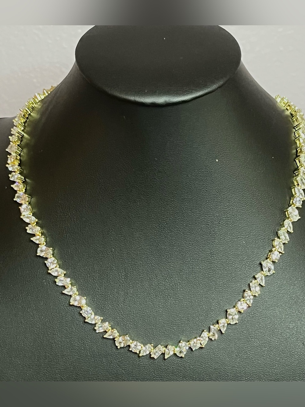 Multi-shape Gold-filled Diamond Tennis Necklace - 15” Choker STUNNING SPARKLE